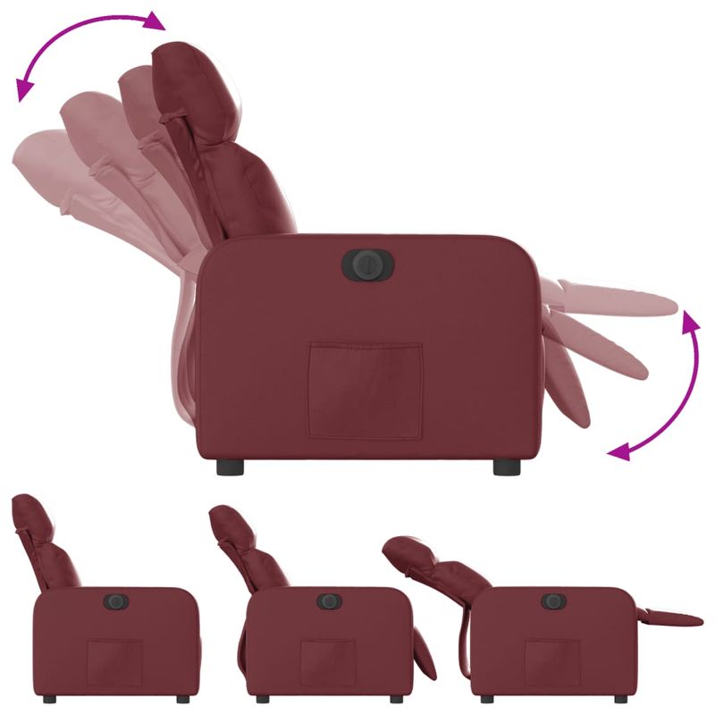 Casa si Gradina - Mobilier - Scaune si fotolii - Fotolii - Fotoliu rabatabil electric, rosu vin, piele ecologica - Infinity.ro