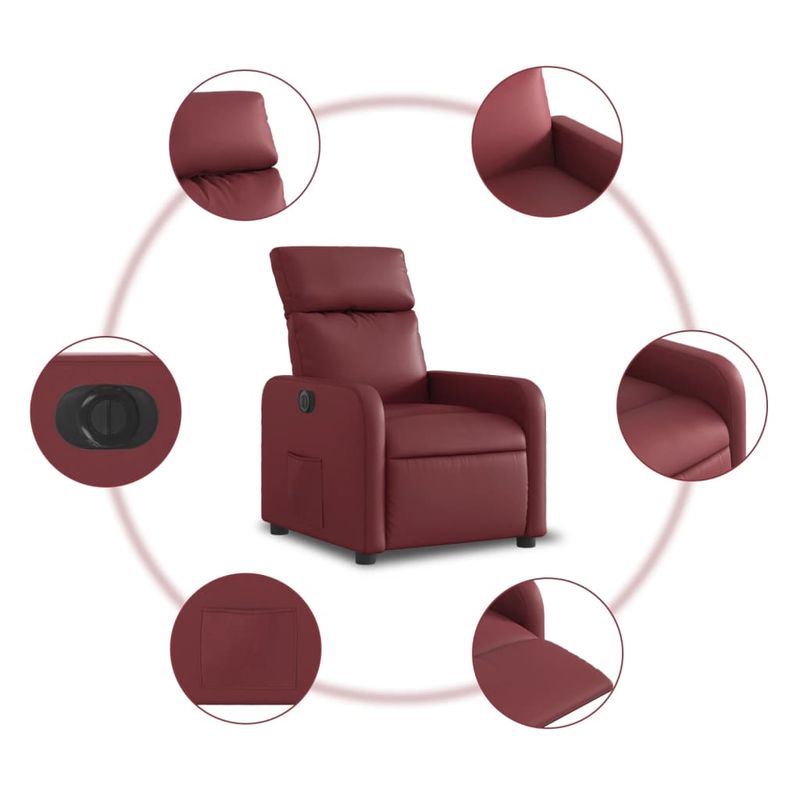 Casa si Gradina - Mobilier - Scaune si fotolii - Fotolii - Fotoliu rabatabil electric, rosu vin, piele ecologica - Infinity.ro