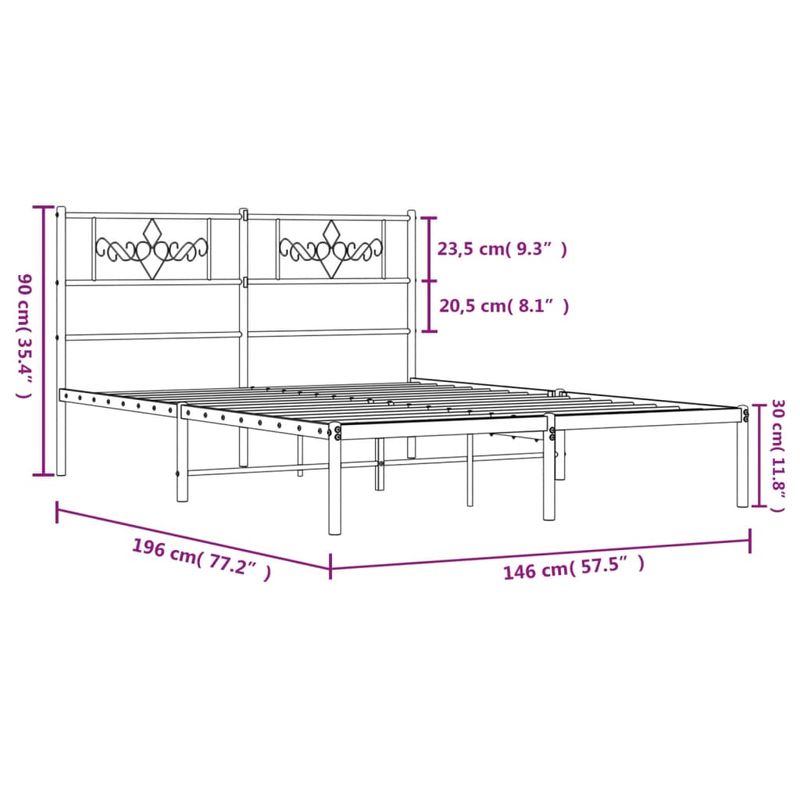 Casa si Gradina - Mobilier - Paturi si accesorii - Paturi - Cadru de pat metalic cu tablie, negru, 140x190 cm - Infinity.ro