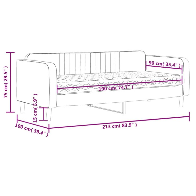 Casa si Gradina - Mobilier - Paturi si accesorii - Paturi - Pat de zi cu saltea, negru, 90x190 cm, catifea - Infinity.ro