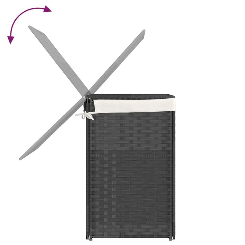 Market - Spalare si intretinere rufe - Uscatoare de rufe si accesorii - Cos de rufe cu 2 sectiuni, gri, 53x35x57 cm, poliratan - Infinity.ro