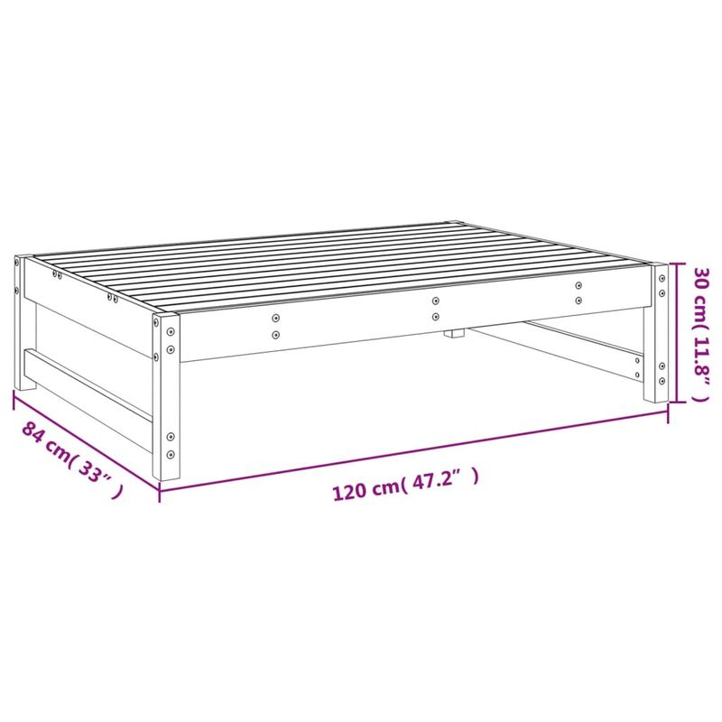 Casa si Gradina - Gradina si terasa - Mobilier exterior - Canapele si fotolii gradina - Taburet de gradina, 120x80 cm, alb, lemn masiv de pin - Infinity.ro