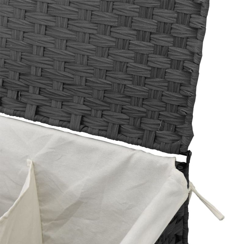 Market - Spalare si intretinere rufe - Uscatoare de rufe si accesorii - Cos de rufe cu 2 sectiuni, gri, 53x35x57 cm, poliratan - Infinity.ro