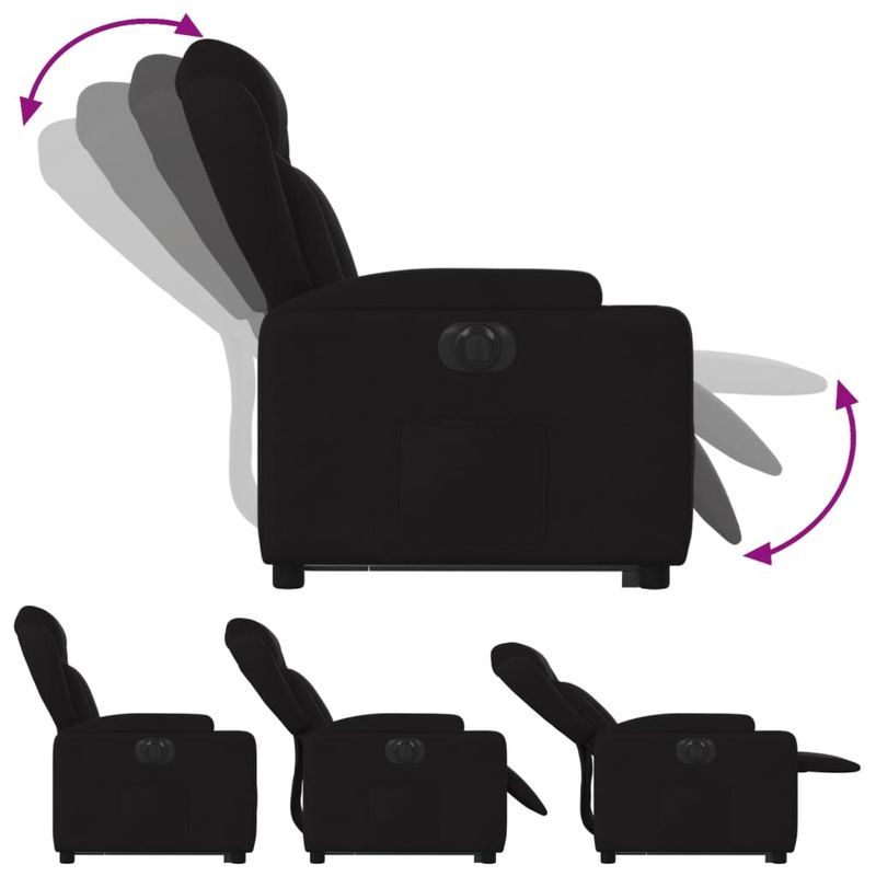 Casa si Gradina - Mobilier - Scaune si fotolii - Fotolii - Fotoliu electric rabatabil cu ridicare, negru, textil - Infinity.ro