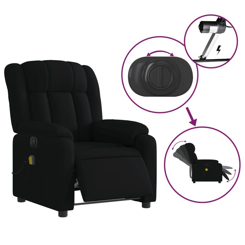 Ingrijire personala si Cosmetice - Sanatate si wellness - Articole wellness - Fotolii de masaj - Fotoliu electric de masaj rabatabil, negru, textil - Infinity.ro