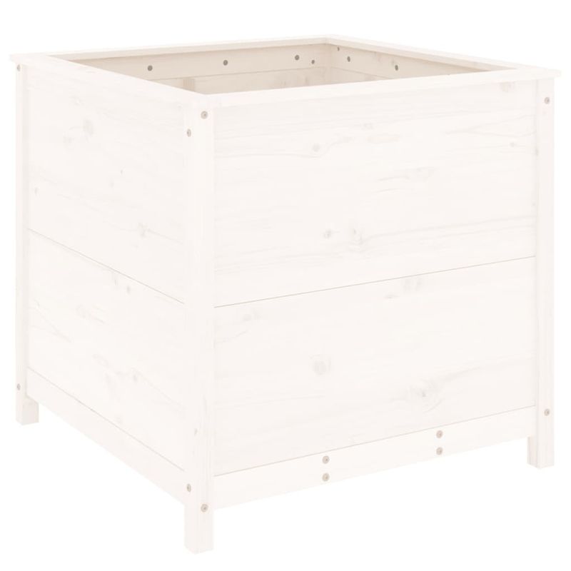 Casa si Gradina - Gradinarit si plante - Plante si ghivece - Ghivece si suporturi - Jardiniera de gradina, alb, 82,5x82,5x78 cm, lemn masiv de pin - Infinity.ro