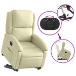 Casa si Gradina - Mobilier - Scaune si fotolii - Fotolii - Fotoliu rabatabil electric cu ridicare, crem, piele naturala - Infinity.ro