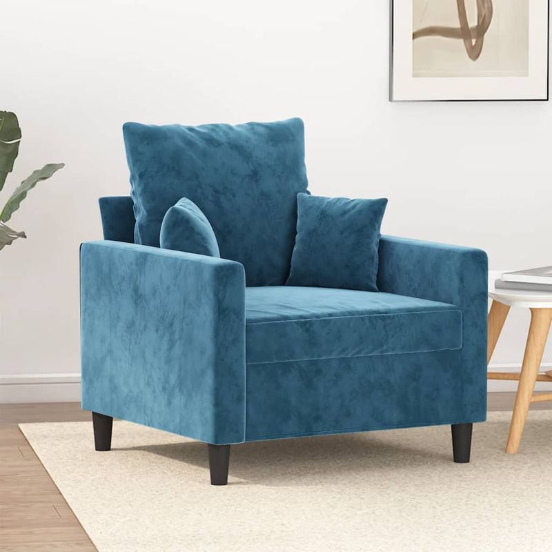 Casa si Gradina - Mobilier - Canapele si coltare - Canapele - Canapea de o persoana, Albastru, 60 cm, catifea - Infinity.ro