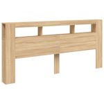 Casa si Gradina - Mobilier - Paturi si accesorii - Accesorii paturi - Tablie de pat cu LED, stejar sonoma, 220x18,5x103,5 cm, lemn - Infinity.ro