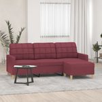Casa si Gradina - Mobilier - Canapele si coltare - Canapele - Canapea cu 3 locuri si taburet, rosu vin, 180 cm, textil - Infinity.ro