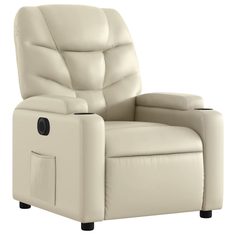 Casa si Gradina - Mobilier - Scaune si fotolii - Fotolii - Fotoliu rabatabil electric, crem, piele ecologica - Infinity.ro