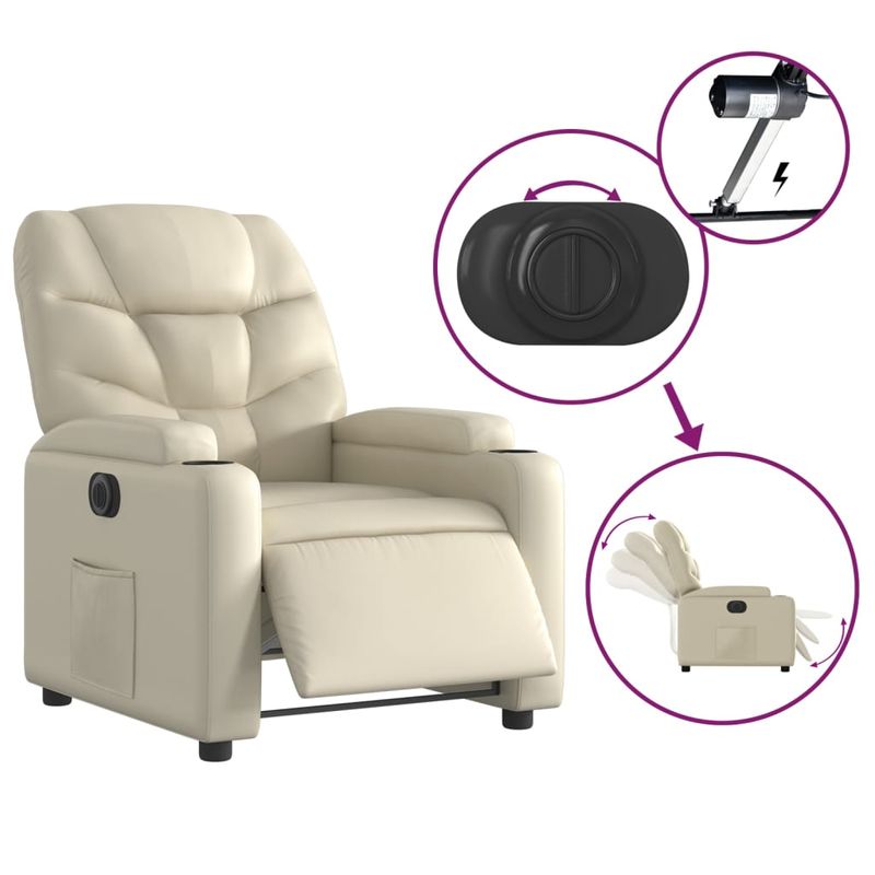 Casa si Gradina - Mobilier - Scaune si fotolii - Fotolii - Fotoliu rabatabil electric, crem, piele ecologica - Infinity.ro