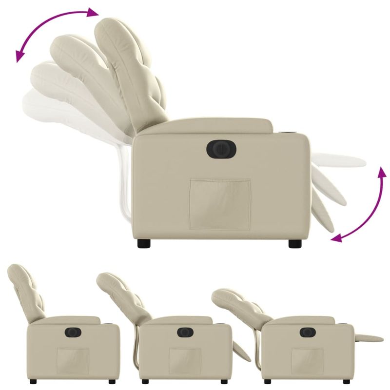 Casa si Gradina - Mobilier - Scaune si fotolii - Fotolii - Fotoliu rabatabil electric, crem, piele ecologica - Infinity.ro