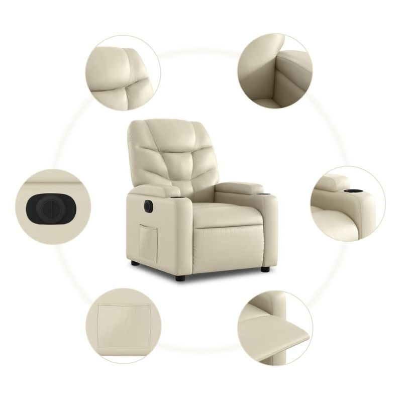 Casa si Gradina - Mobilier - Scaune si fotolii - Fotolii - Fotoliu rabatabil electric, crem, piele ecologica - Infinity.ro