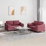 Casa si Gradina - Mobilier - Canapele si coltare - Canapele - Set canapea cu perne, 2 piese, rosu vin, material textil - Infinity.ro