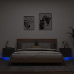 Casa si Gradina - Mobilier - Comode si corpuri - Noptiere - Noptiere montate pe perete cu lumini LED, 2 buc., negru - Infinity.ro