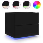 Casa si Gradina - Mobilier - Comode si corpuri - Noptiere - Noptiere montate pe perete cu lumini LED, 2 buc., negru - Infinity.ro