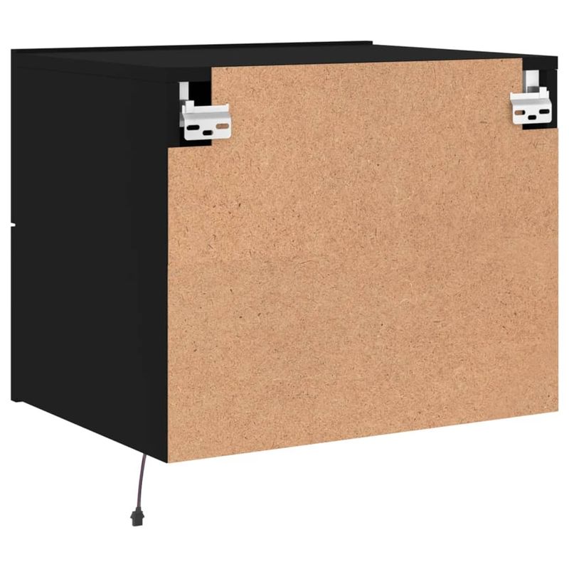 Casa si Gradina - Mobilier - Comode si corpuri - Noptiere - Noptiere montate pe perete cu lumini LED, 2 buc., negru - Infinity.ro