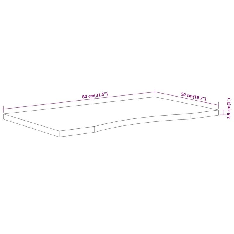 Casa si Gradina - Mobilier - Feronerie si accesorii mobila - Blat de birou 80x50x2,5 cm dreptunghiular lemn masiv de acacia - Infinity.ro
