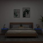 Casa si Gradina - Mobilier - Comode si corpuri - Noptiere - Noptiere montate pe perete cu lumini LED, 2 buc., negru - Infinity.ro