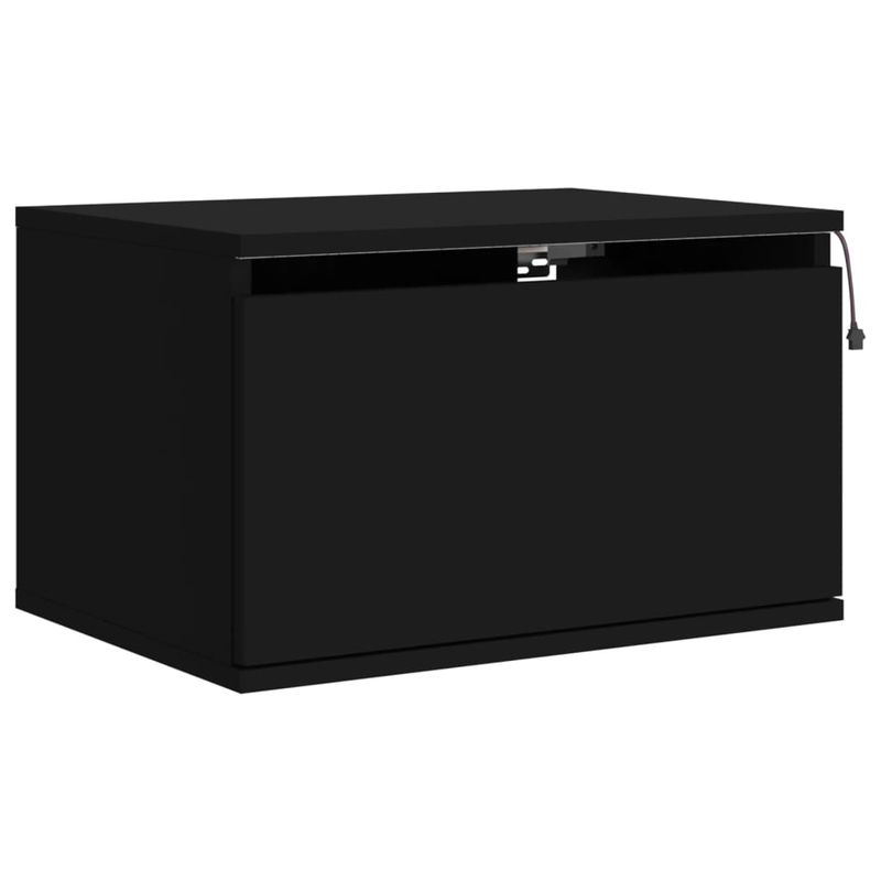 Casa si Gradina - Mobilier - Comode si corpuri - Noptiere - Noptiere montate pe perete cu lumini LED, 2 buc., negru - Infinity.ro