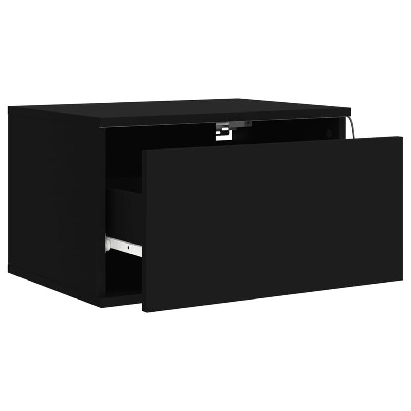 Casa si Gradina - Mobilier - Comode si corpuri - Noptiere - Noptiere montate pe perete cu lumini LED, 2 buc., negru - Infinity.ro