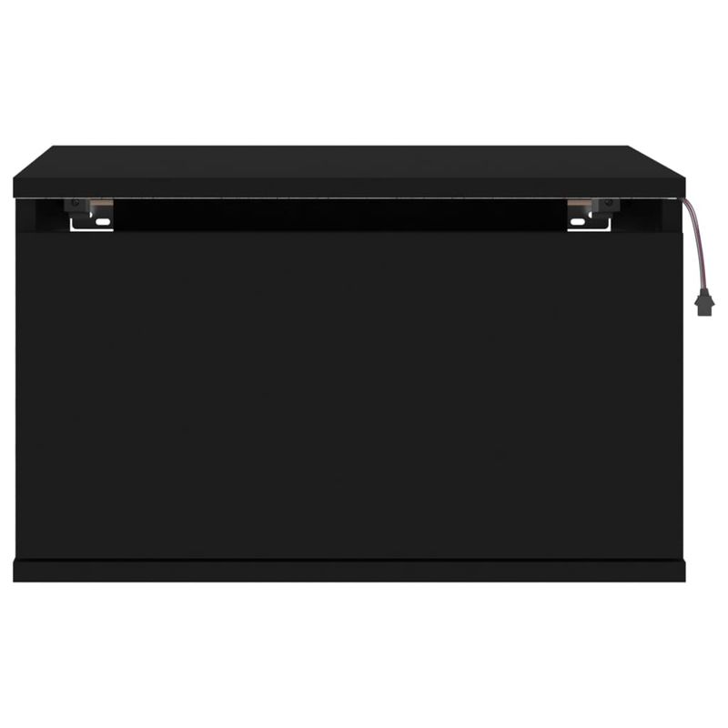 Casa si Gradina - Mobilier - Comode si corpuri - Noptiere - Noptiere montate pe perete cu lumini LED, 2 buc., negru - Infinity.ro