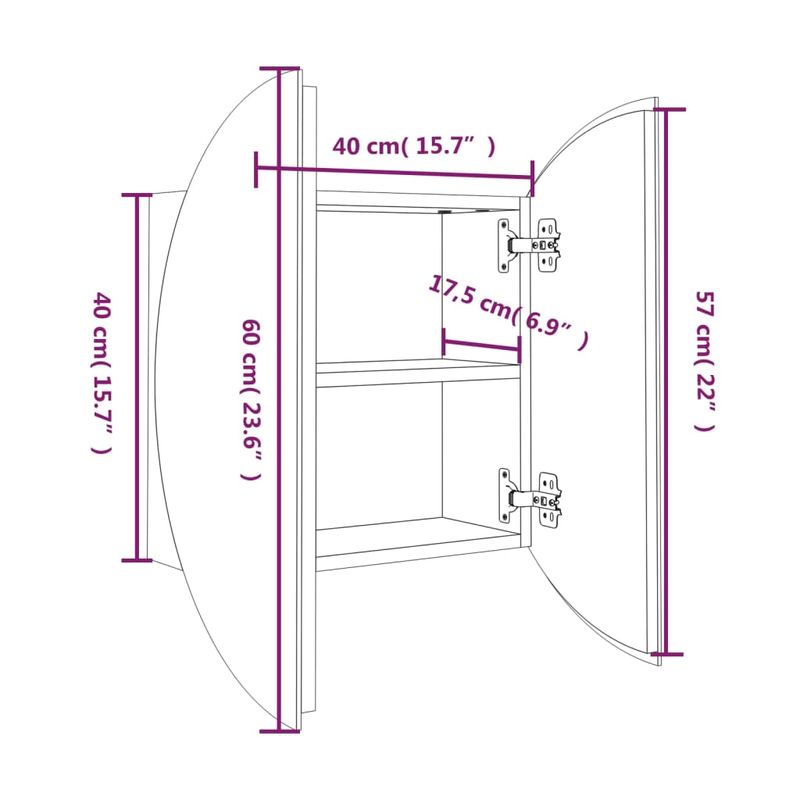 Casa si Gradina - Mobilier - Mobilier baie - Corpuri baie - Dulap de baie cu oglinda rotunda si LED, stejar, 40x40x17,5 cm - Infinity.ro