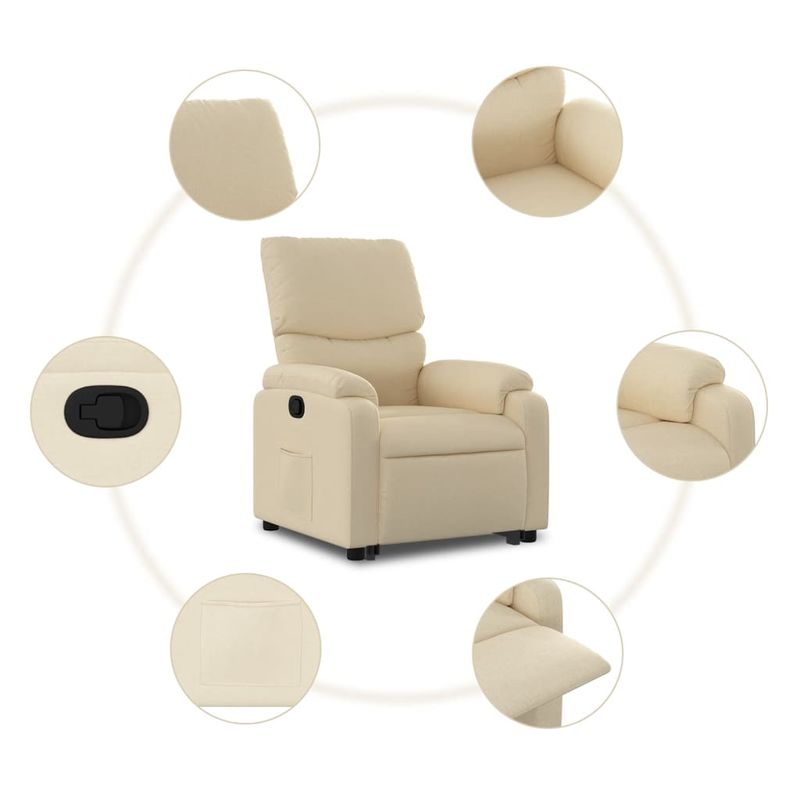 Casa si Gradina - Mobilier - Scaune si fotolii - Fotolii - Fotoliu rabatabil cu ridicare pe verticala, crem, textil - Infinity.ro