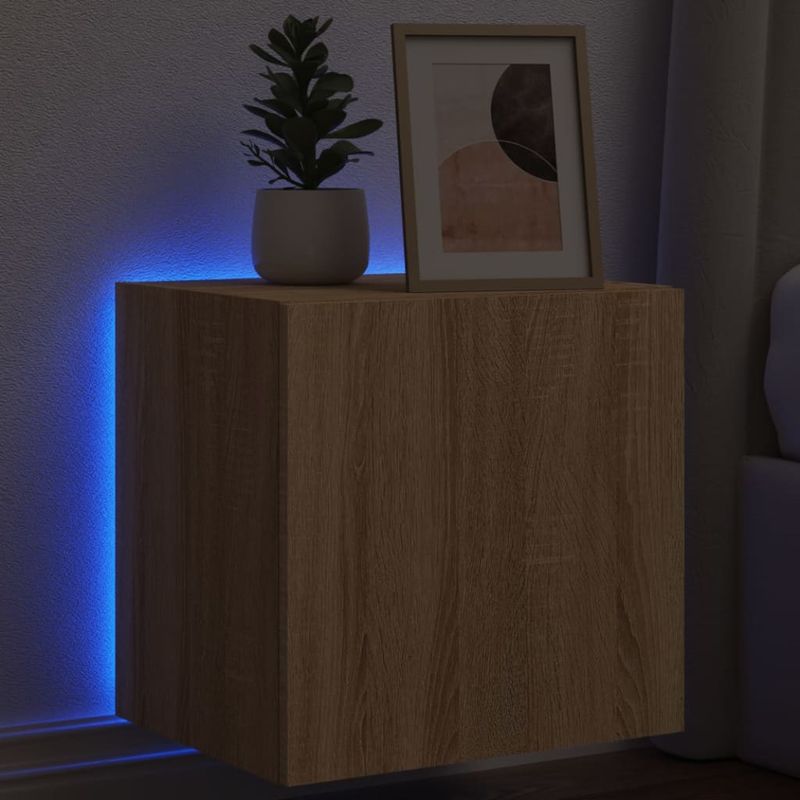 Casa si Gradina - Mobilier - Comode si corpuri - Comode - Comoda TV de perete cu lumini LED, stejar sonoma, 40,5x35x40 cm - Infinity.ro