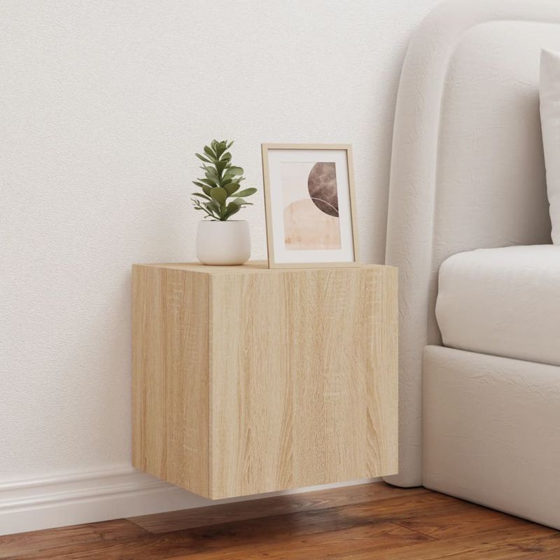 Casa si Gradina - Mobilier - Comode si corpuri - Comode - Comoda TV de perete cu lumini LED, stejar sonoma, 40,5x35x40 cm - Infinity.ro