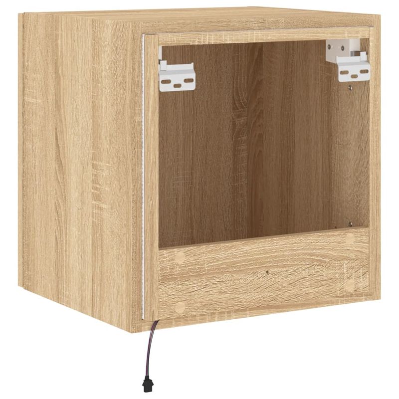 Casa si Gradina - Mobilier - Comode si corpuri - Comode - Comoda TV de perete cu lumini LED, stejar sonoma, 40,5x35x40 cm - Infinity.ro