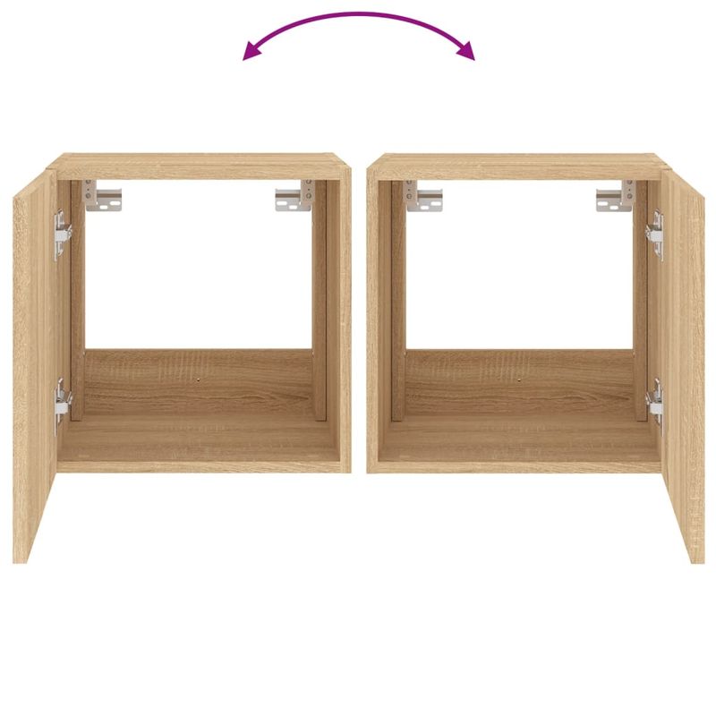 Casa si Gradina - Mobilier - Comode si corpuri - Comode - Comoda TV de perete cu lumini LED, stejar sonoma, 40,5x35x40 cm - Infinity.ro