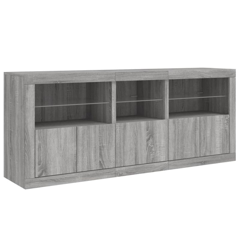 Casa si Gradina - Mobilier - Comode si corpuri - Comode - Servanta cu lumini LED, gri sonoma, 162x37x67 cm - Infinity.ro