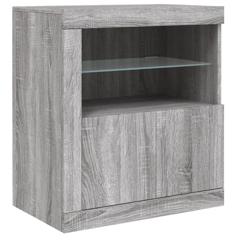 Casa si Gradina - Mobilier - Comode si corpuri - Comode - Servanta cu lumini LED, gri sonoma, 162x37x67 cm - Infinity.ro