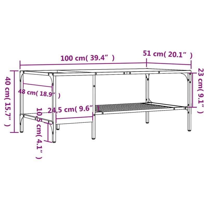 Casa si Gradina - Mobilier - Mese si birouri - Masute de cafea - Masuta de cafea cu raft, stejar fumuriu, 100x51x40 cm, lemn - Infinity.ro