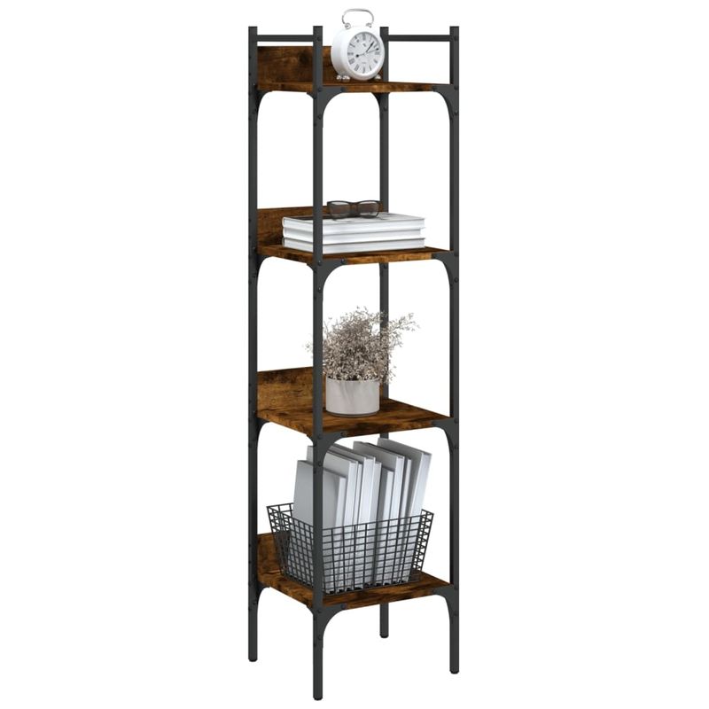 Casa si Gradina - Mobilier - Biblioteci si rafturi - Biblioteci - Biblioteca 4 niveluri, stejar fumuriu, 35x30x138,5 cm - Infinity.ro