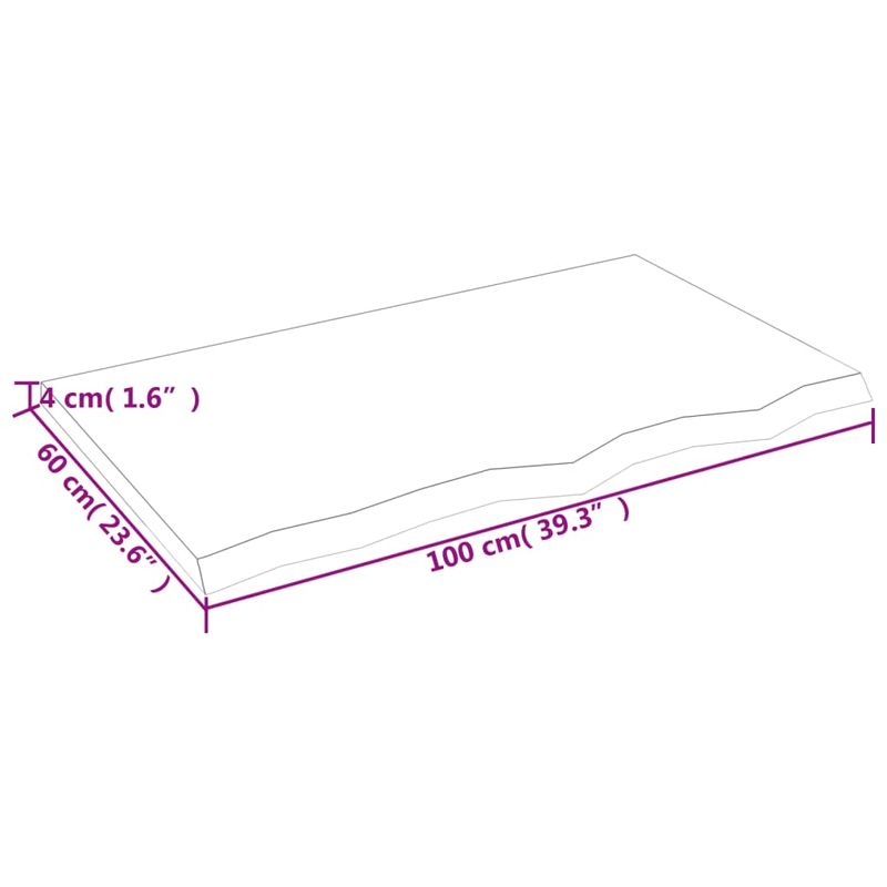 Casa si Gradina - Mobilier - Feronerie si accesorii mobila - Blat de masa, 100x60x(2-4) cm, lemn masiv de stejar netratat - Infinity.ro