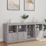 Casa si Gradina - Mobilier - Comode si corpuri - Comode - Servanta cu lumini LED, gri sonoma, 164x37x67 cm - Infinity.ro