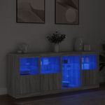 Casa si Gradina - Mobilier - Comode si corpuri - Comode - Servanta cu lumini LED, gri sonoma, 164x37x67 cm - Infinity.ro