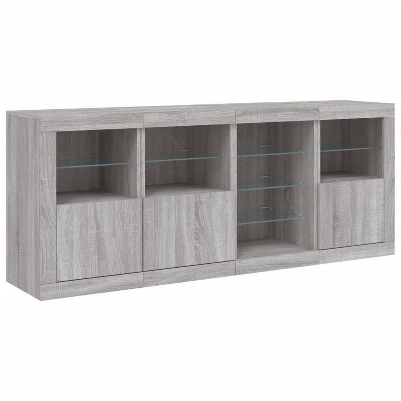 Casa si Gradina - Mobilier - Comode si corpuri - Comode - Servanta cu lumini LED, gri sonoma, 164x37x67 cm - Infinity.ro
