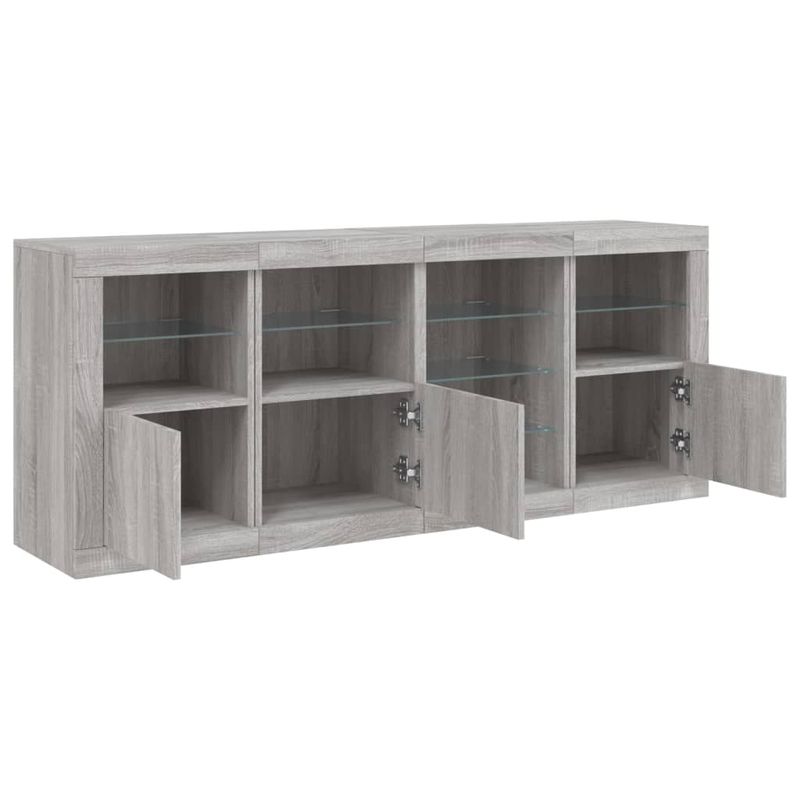 Casa si Gradina - Mobilier - Comode si corpuri - Comode - Servanta cu lumini LED, gri sonoma, 164x37x67 cm - Infinity.ro