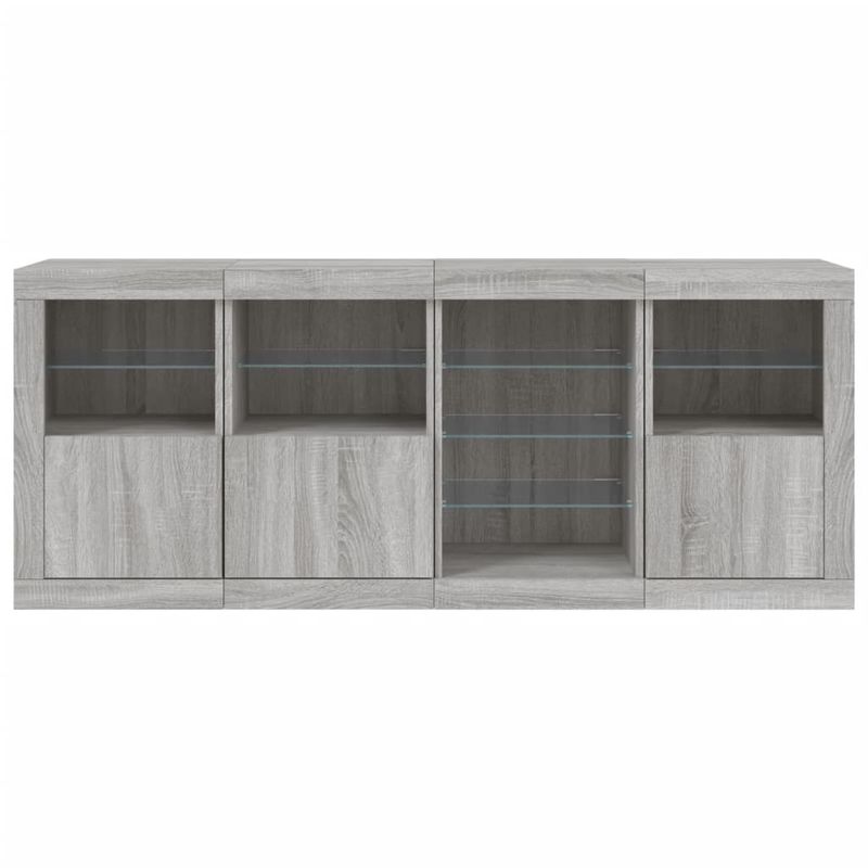 Casa si Gradina - Mobilier - Comode si corpuri - Comode - Servanta cu lumini LED, gri sonoma, 164x37x67 cm - Infinity.ro