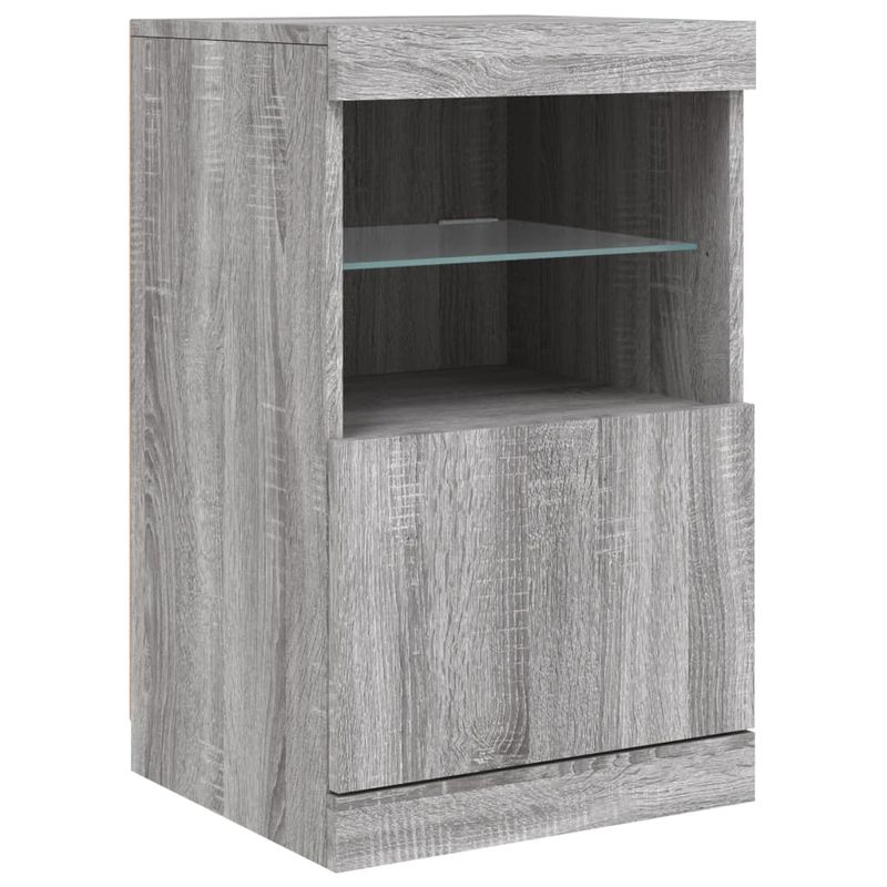 Casa si Gradina - Mobilier - Comode si corpuri - Comode - Servanta cu lumini LED, gri sonoma, 164x37x67 cm - Infinity.ro