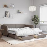 Casa si Gradina - Mobilier - Paturi si accesorii - Paturi - Pat de zi cu extensie si sertare, gri taupe, 100x200 cm, textil - Infinity.ro