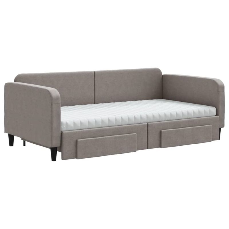Casa si Gradina - Mobilier - Paturi si accesorii - Paturi - Pat de zi cu extensie si sertare, gri taupe, 100x200 cm, textil - Infinity.ro