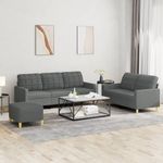 Casa si Gradina - Mobilier - Seturi de mobilier - Seturi living - Set de canapele cu perne, 3 piese, gri inchis, textil - Infinity.ro