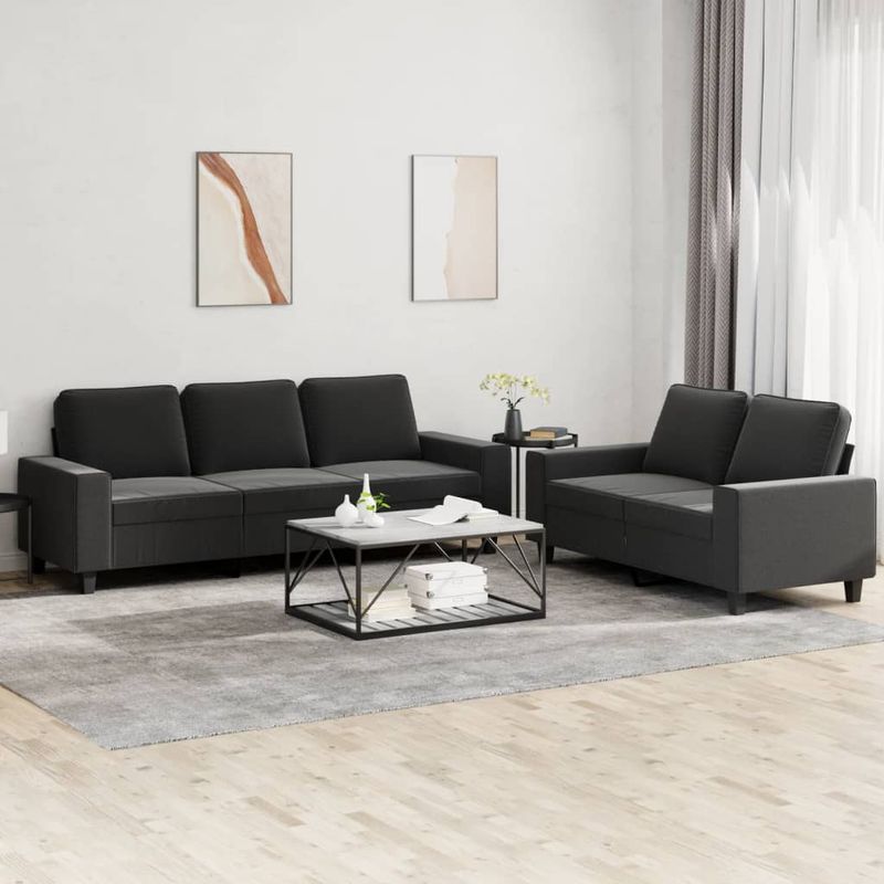 Casa si Gradina - Mobilier - Seturi de mobilier - Seturi living - Set de canapele, 2 piese, negru, material textil - Infinity.ro