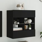 Casa si Gradina - Mobilier - Comode si corpuri - Comode - Comoda TV de perete cu lumini LED, negru, 58,5x30x60,5 cm - Infinity.ro