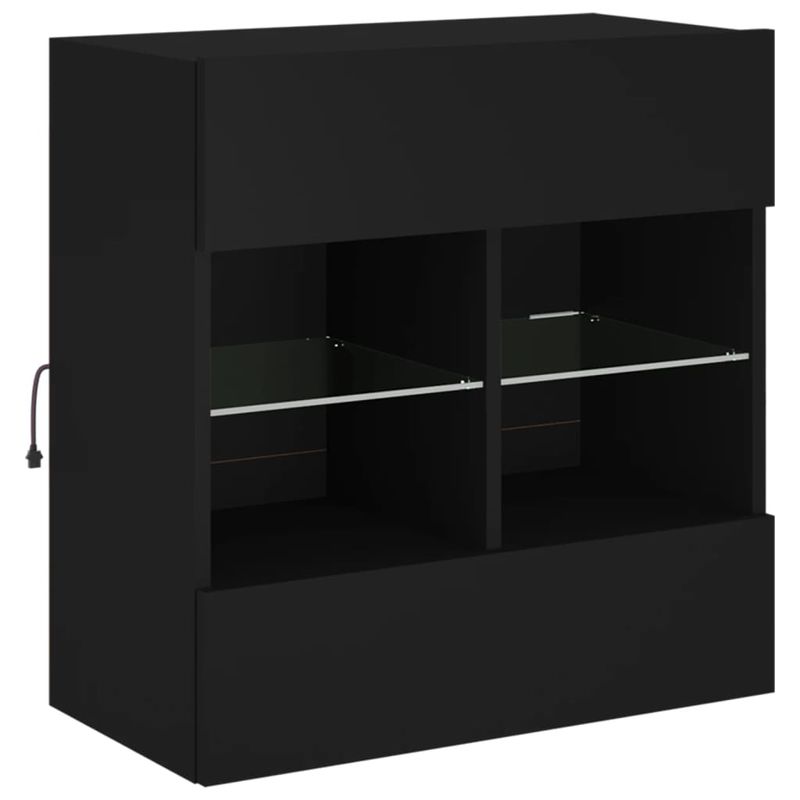 Casa si Gradina - Mobilier - Comode si corpuri - Comode - Comoda TV de perete cu lumini LED, negru, 58,5x30x60,5 cm - Infinity.ro
